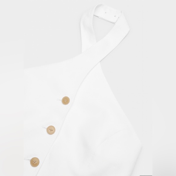 NWT Aritzia Wilfred CruiseLinen™ Lisbon Vest White Size 6 Slim-fit linen halter - Picture 11 of 16